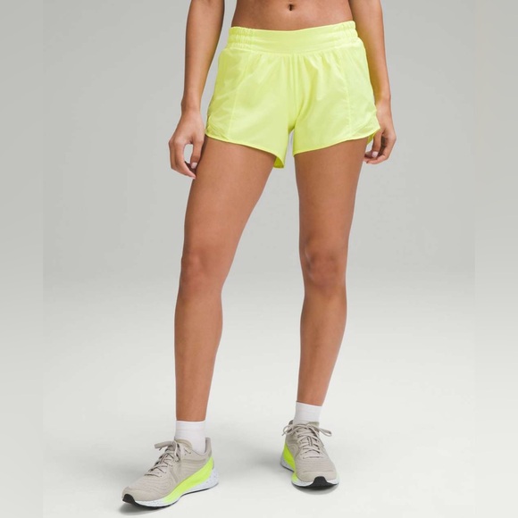 lululemon athletica Pants - Lululemon Hotty Hot Low-Rise Lined Short 4" in Electric Lemon Size 2 Neon